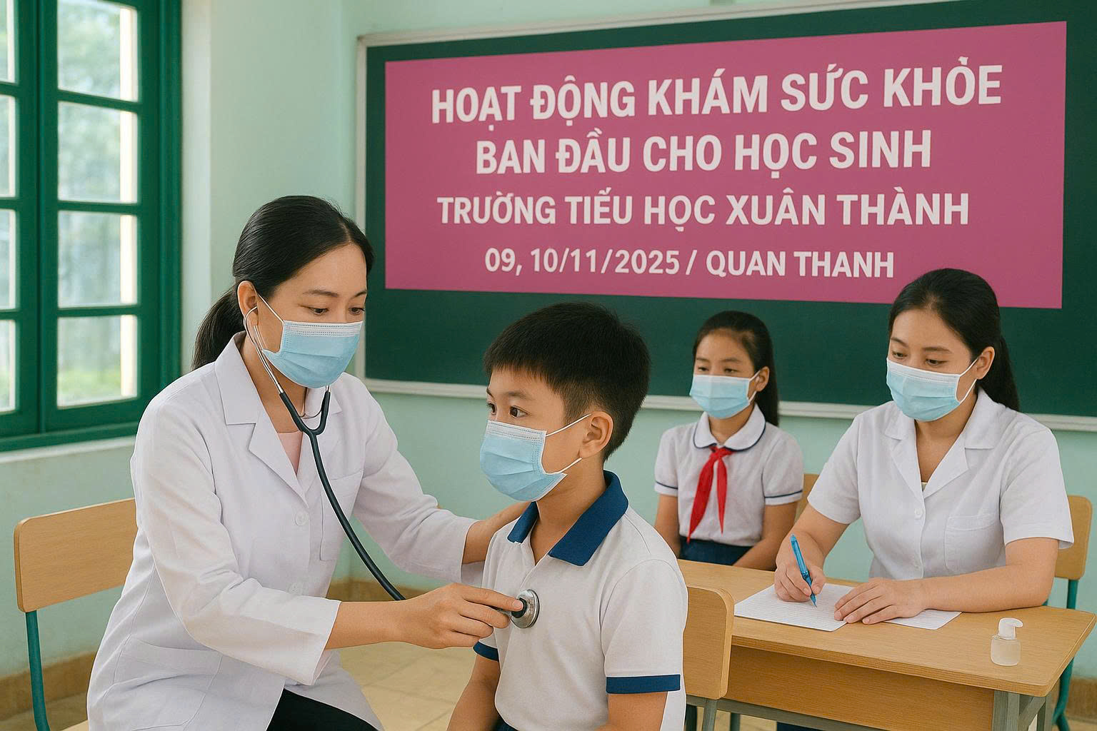 🌸 HOẠT ĐỘNG KHÁM SỨC KHỎE BAN ĐẦU CHO HỌC SINH TRƯỜNG TIỂU HỌC XUÂN THÀNH 🌸